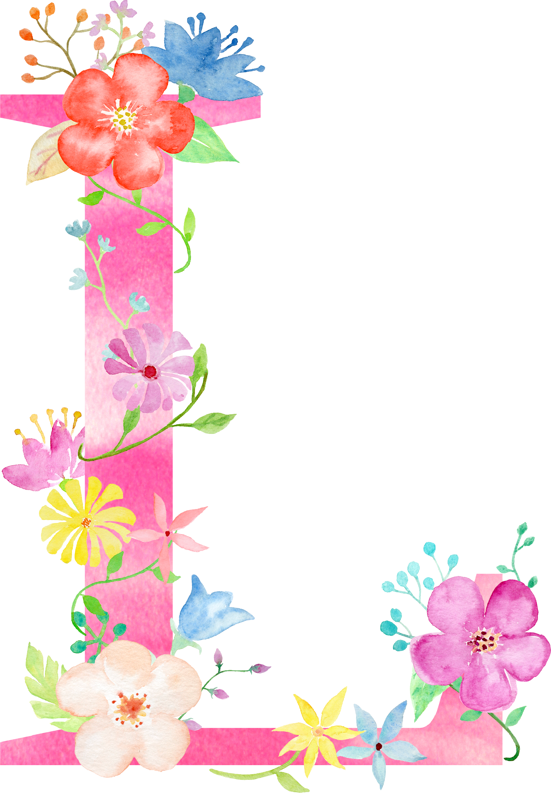 Find This Pin And More On Watercolour Lettering By - Alphabet Letters Floral Designs (1761x2533), Png Download