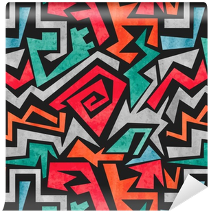 Watercolor Graffiti Seamless Pattern - Watercolor Geometric Abstract Background (400x400), Png Download
