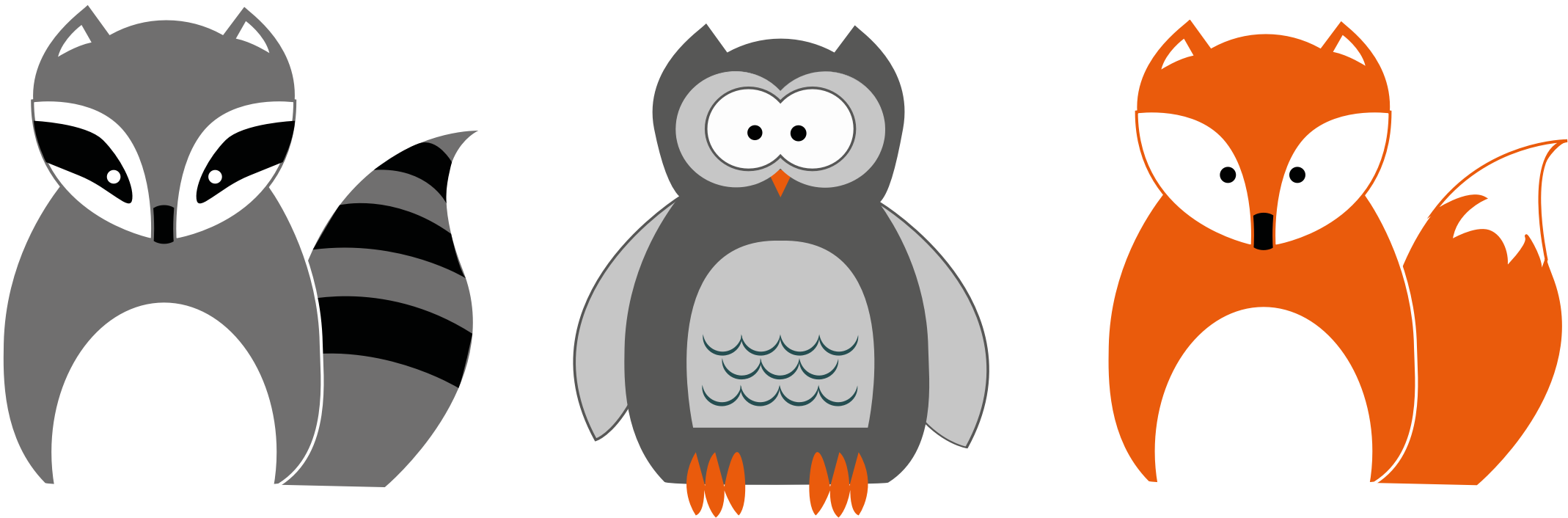 This Free Icons Png Design Of Raccoon Owl And Fox (2138x706), Png Download