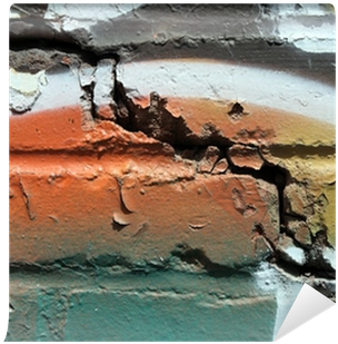 Graffiti On A Cracked Brick Wall Wall Mural • Pixers® - Brick (400x400), Png Download