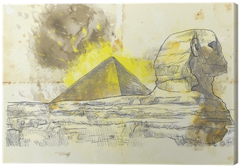 Hand Drawing Into Vector Canvas Print • Pixers® • We - Great Sphinx Of Giza (400x400), Png Download