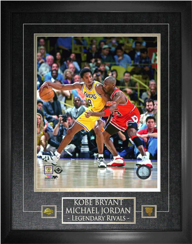 Jordan,m & Bryant,k Etched Mat Action This Frame Showcases - Michael Jordan & Kobe Bryant 1998 Action (500x500), Png Download
