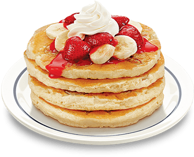 Banner Royalty Free Stock Two Fruits One Delicious - Pancakes With Banana And Strawberry (617x367), Png Download