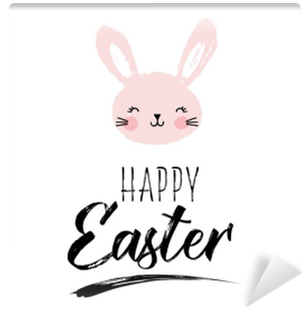 Happy Easter Greeting Card, Poster, With Cute, Sweet - Domestic Rabbit (400x400), Png Download
