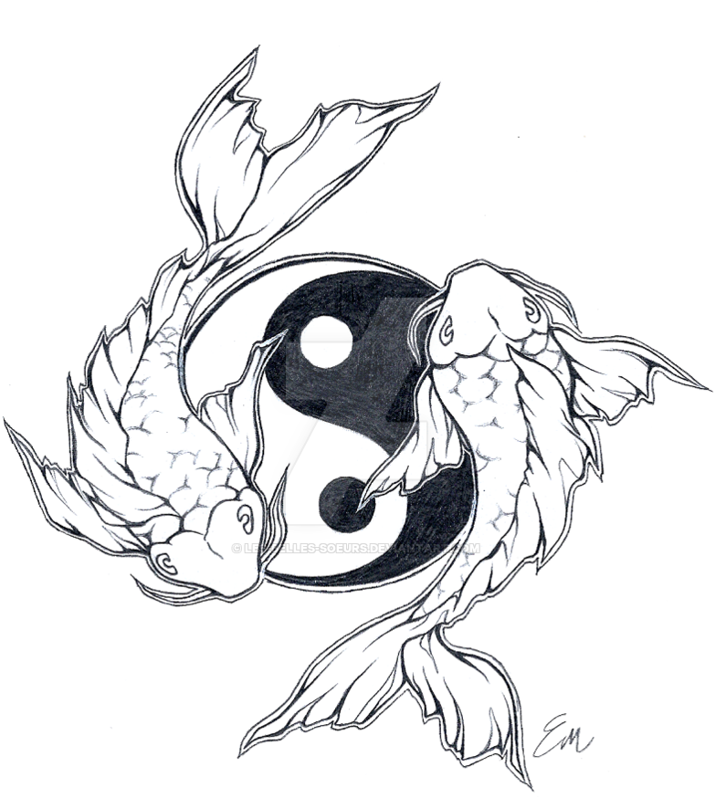 Yin Yang Drawing Design At Getdrawings - Yin Yang Koi Fish Tattoo Designs (800x898), Png Download