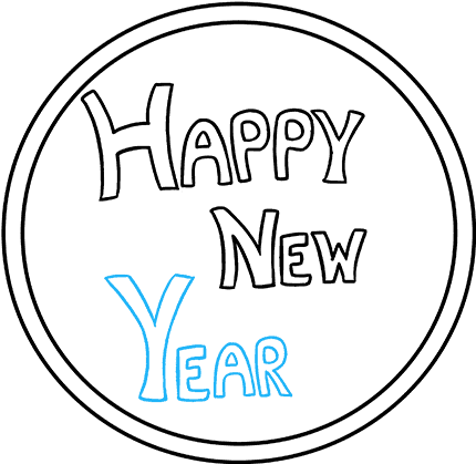 How To Draw Happy New Year - Circle (680x678), Png Download