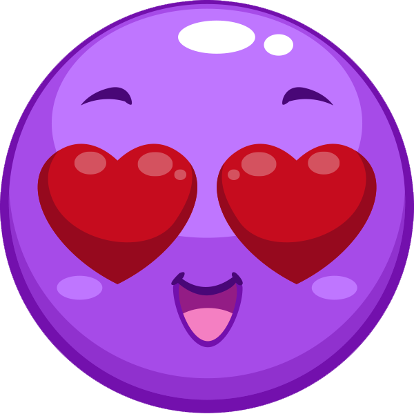 Purple Heart Eyes Emoji (600x600), Png Download