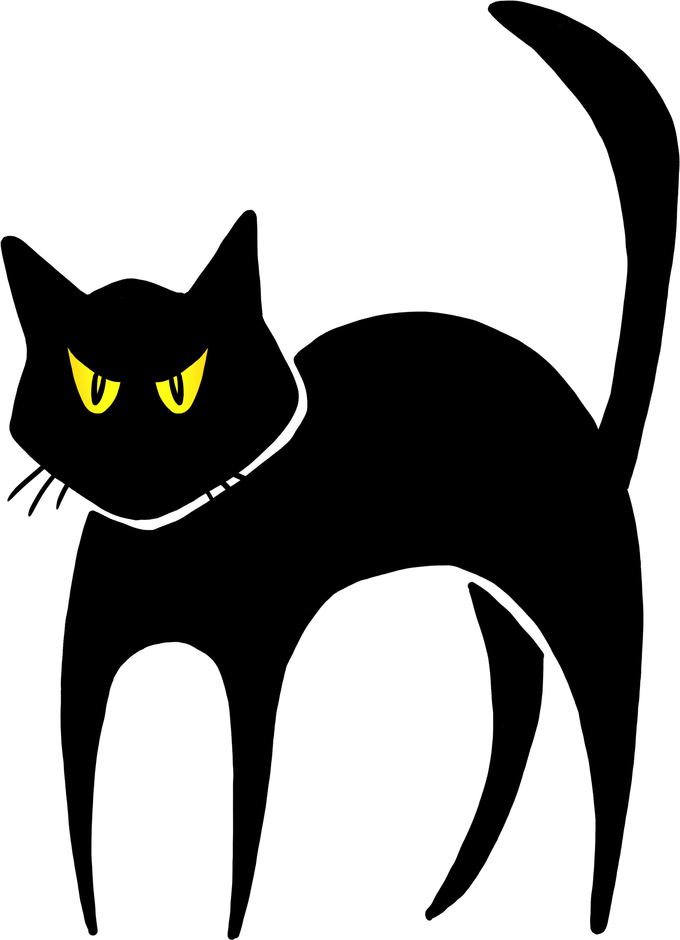 Halloween Cat Clip Art Black And White - Black Cat Drawing Halloween (3000x4000), Png Download