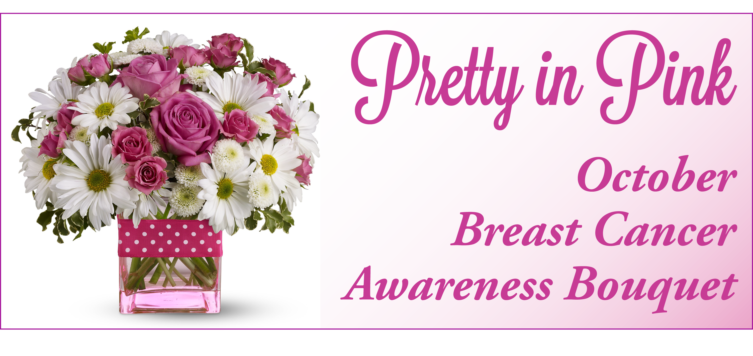 Pretty In Pink Breast Cancer Awareness Bouquet - October Breast Awareness Month Cover (3004x1421), Png Download
