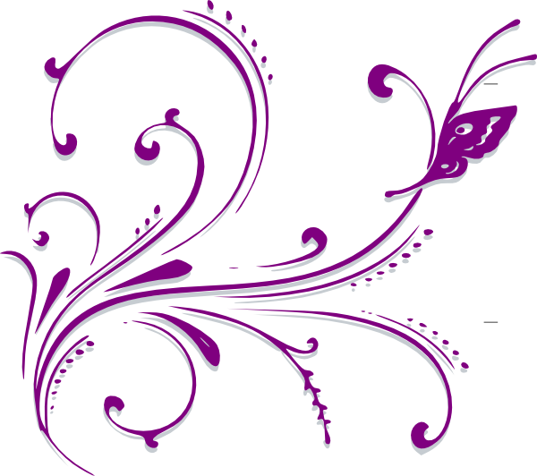 Scroll Design Clip Art - Purple Butterfly Clip Art (600x532), Png Download