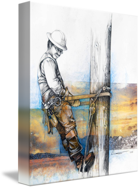 Sunset By Cathryn Reitler Sugg - Gallery-wrapped Canvas Art Print 11 X 14 Entitled Lineman (482x650), Png Download