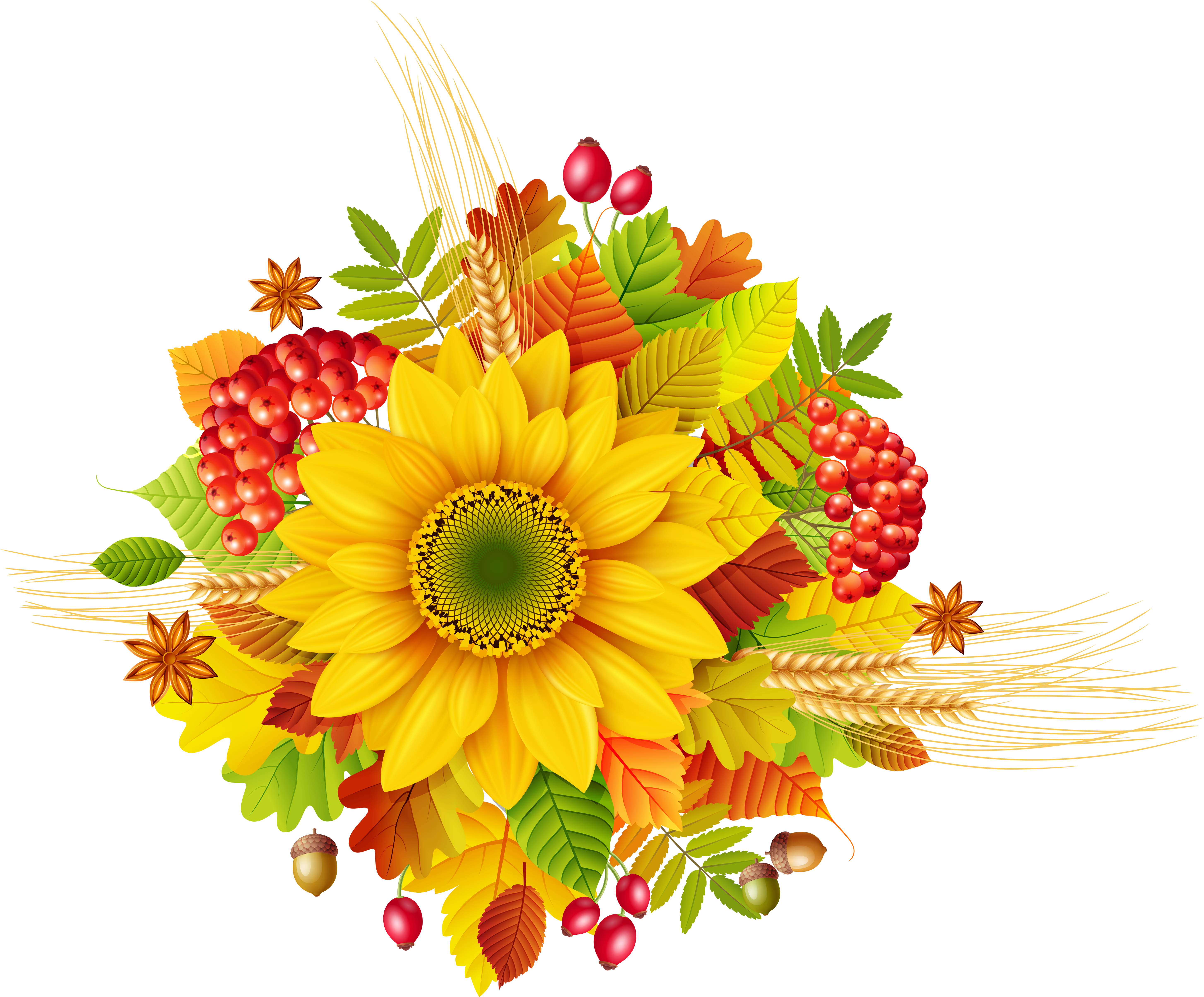 Graphic Black And White Library Autumn Decor Png Picture - Free Transparent Autumn Clipart (5991x5151), Png Download