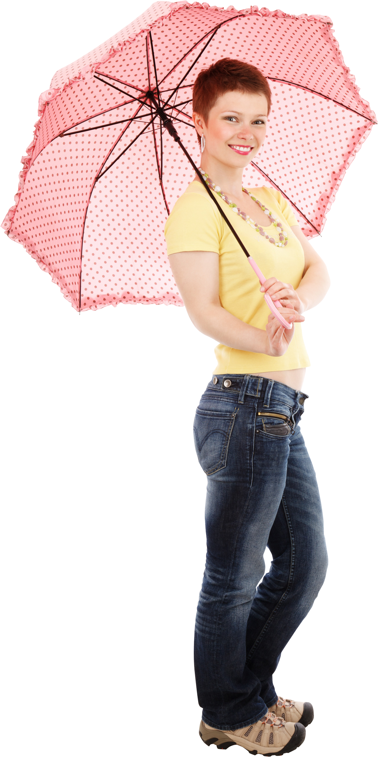 Young Happy Woman Standing With Umbrella Png Image - 【ポスターグリップ-32s】b1サイズ(728×1030mm)屋外用 (500x925), Png Download