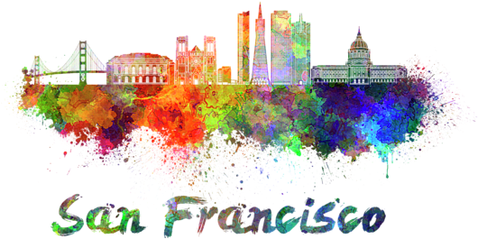 Bleed Area May Not Be Visible - San Francisco Skyline Watercolor (600x393), Png Download