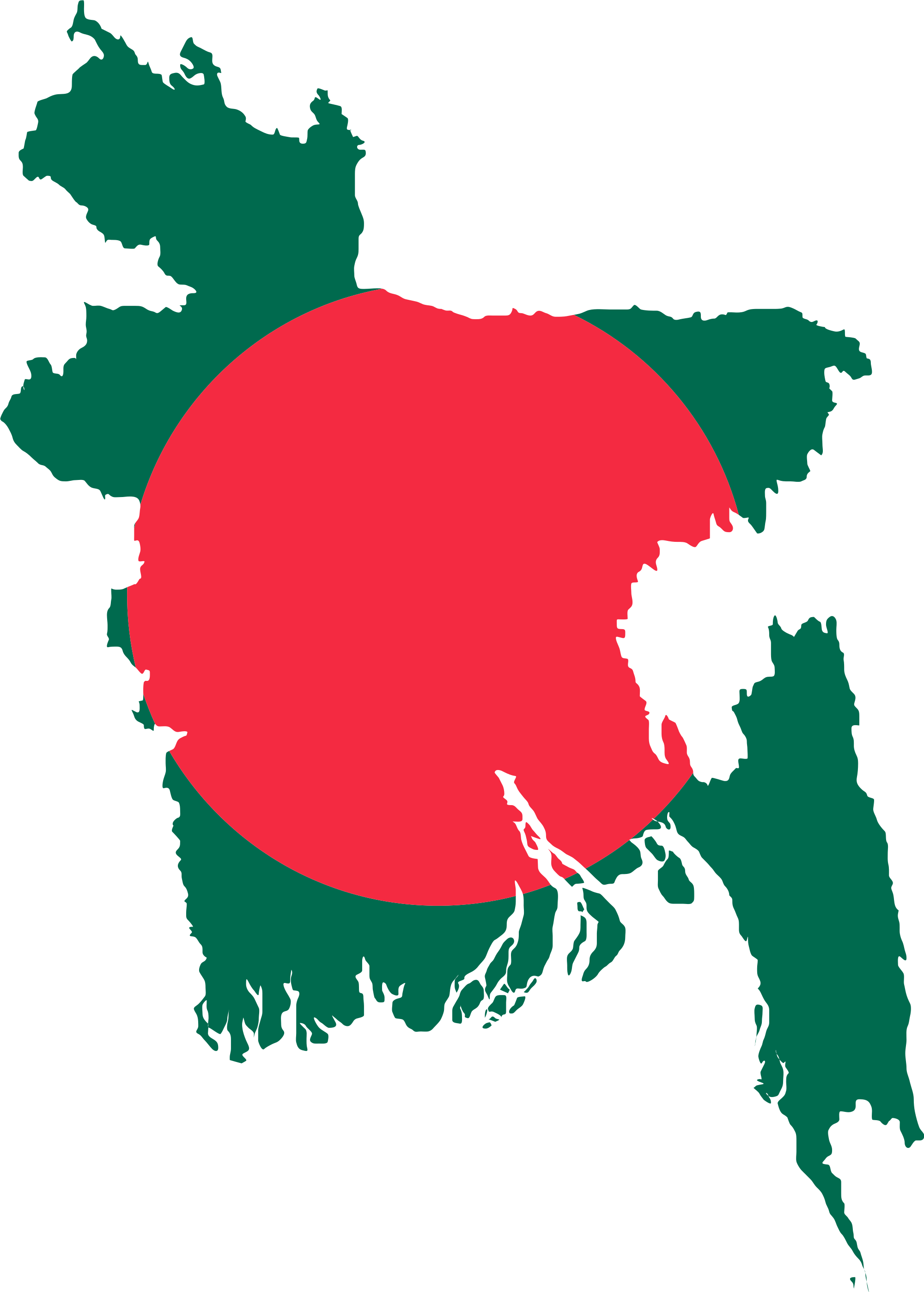 Flag-map Of Bangladesh - Bangladesh Flag Map (858x1200), Png Download
