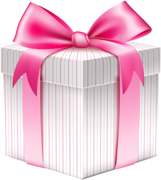 White Striped Gift Box Png Picture - Pink Gift Box Png (537x600), Png Download
