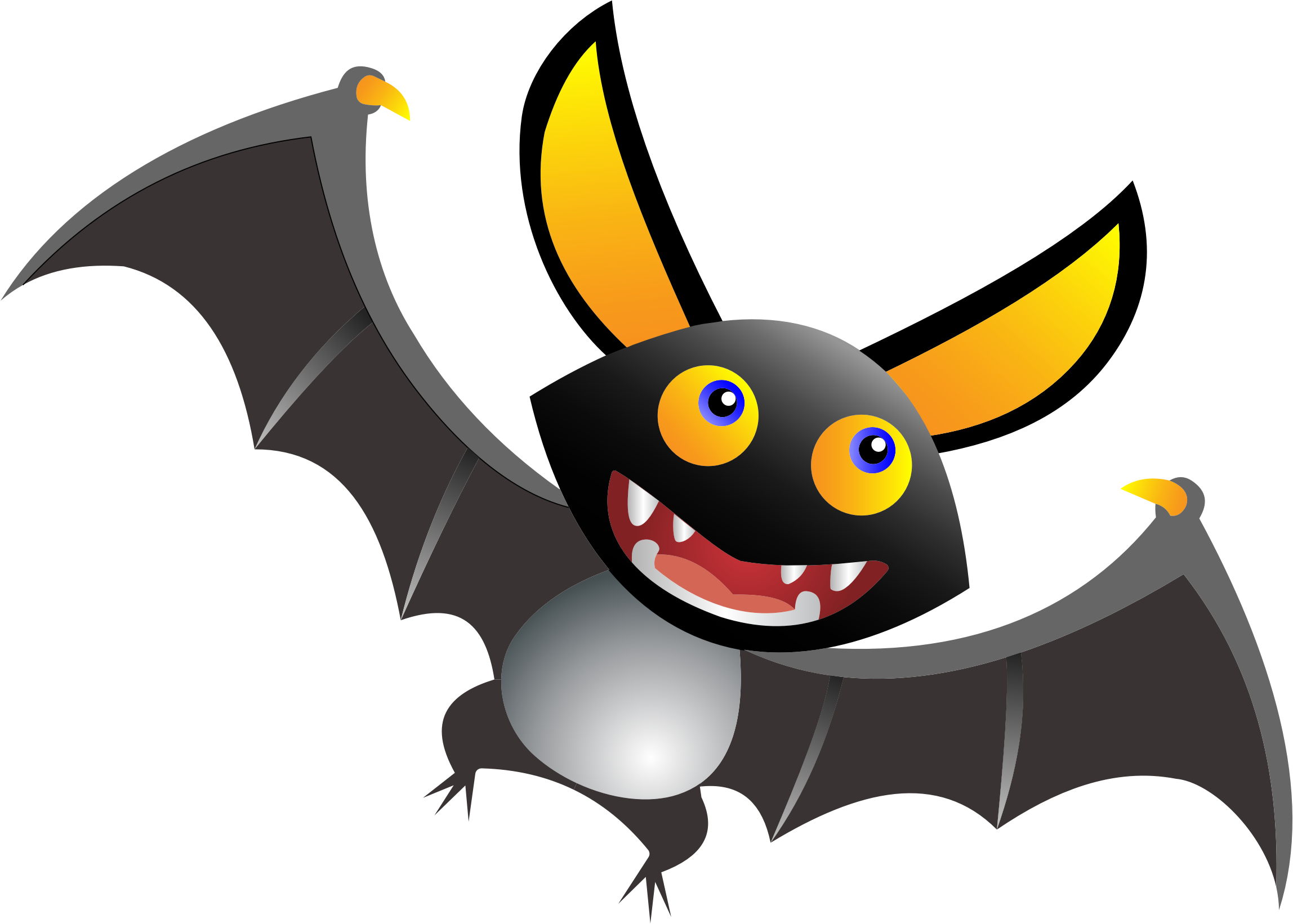 Cute Cartoon Png Transparent Image - Bat Cartoon (2296x1642), Png Download