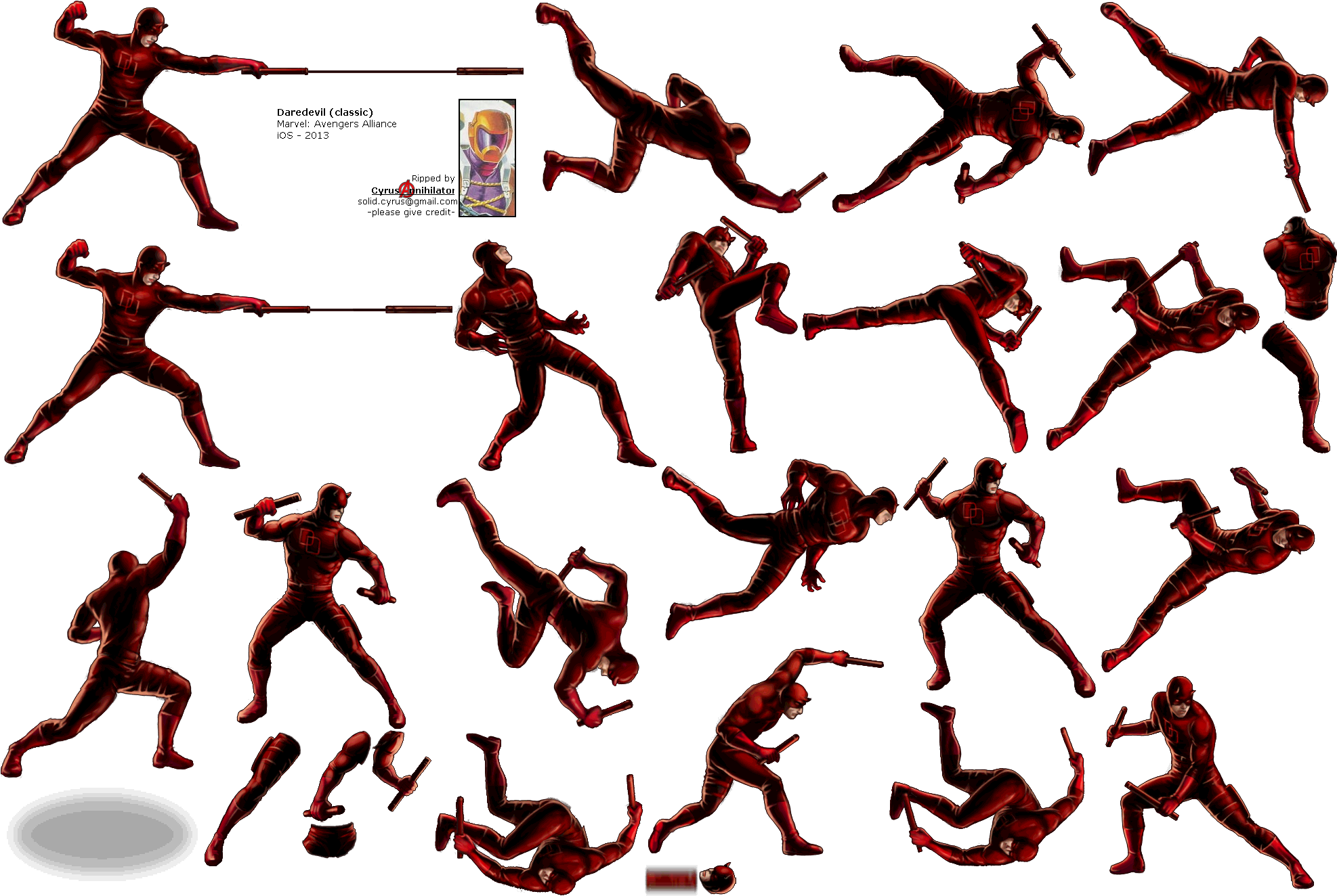Click For Full Sized Image Daredevil - Marvel Avengers Alliance Daredevil Sprite (1982x1336), Png Download