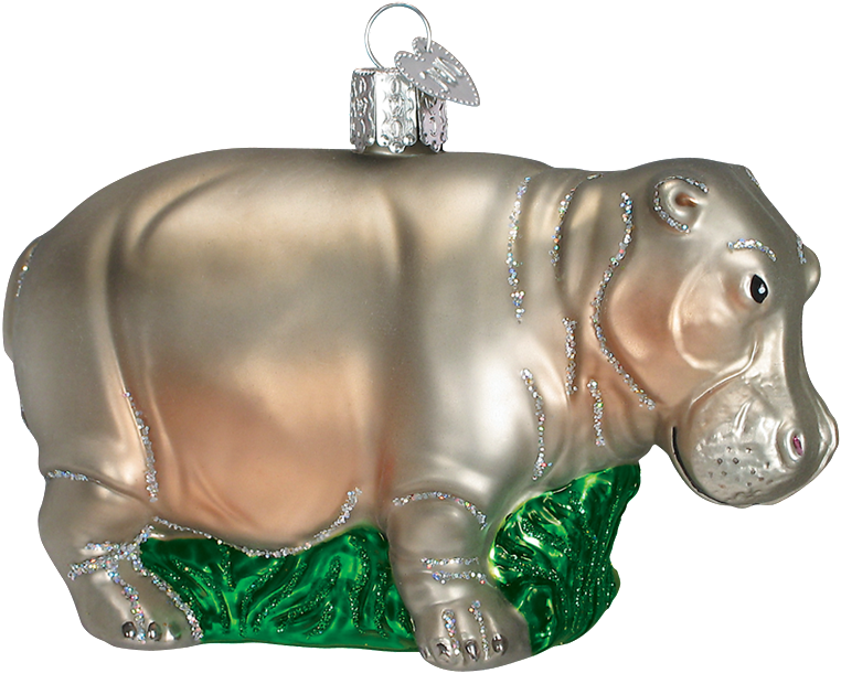 Christmas Ornament - Old World Christmas Hippopotamus Glass Ornament (1000x1000), Png Download