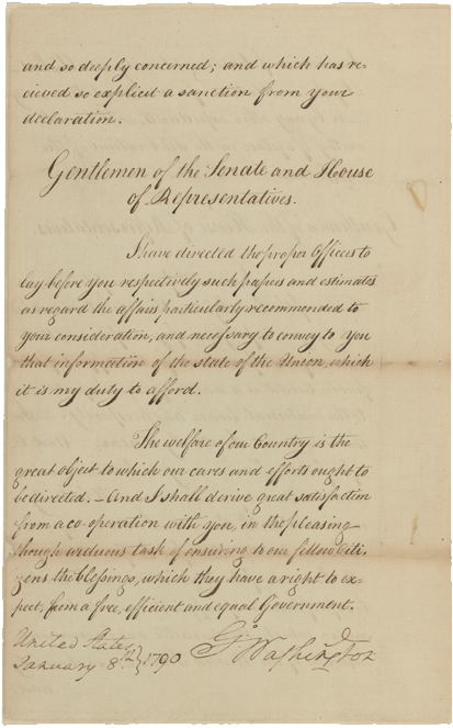 George Washington's First Annual Message - George Washington Message (669x669), Png Download