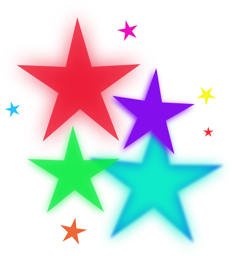 Stars, Party, Fiesta, Blue, Colorful, Glowing, Green - Colorful Stars Clipart (585x640), Png Download