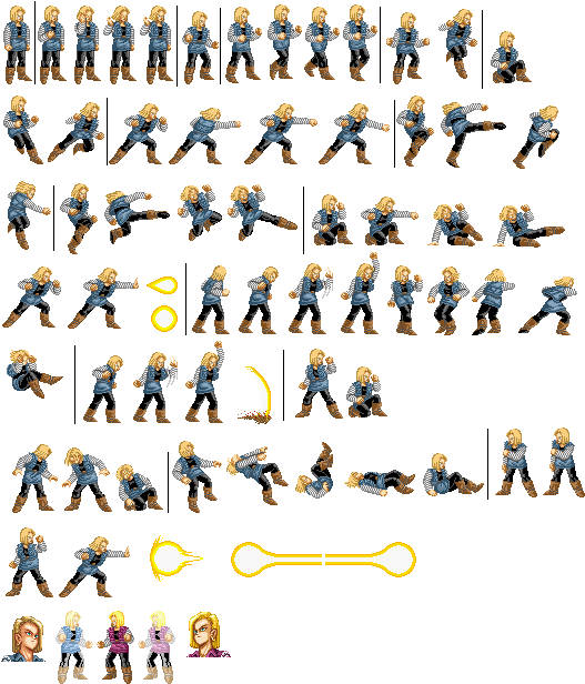 Android 18 By Belial - Android 18 Sprite Png (533x619), Png Download