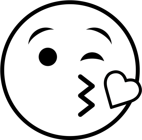 Emoji - Kiss - Kiss Emoji Clipart Black And White (500x500), Png Download