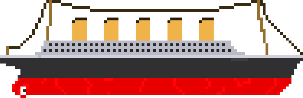 Rms Titanic With An Extra Smoke Stack - Rms Titanic Pixel Art (1150x440), Png Download