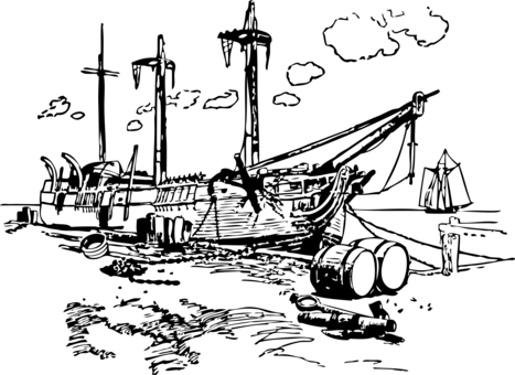 Shipwreck Boat Rms Titanic Computer Icons - Shipwreck Clipart Black And White (467x340), Png Download