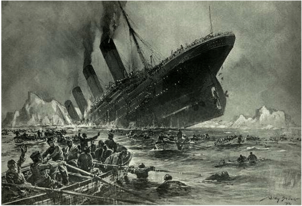Sinking Picture Of The Rms Titanic Illustration For - Titanic Sinking (850x434), Png Download