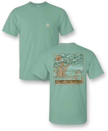 "live Oak" Comfort Colors Pocket Tee By Finn Stone - North Carolina T Shirts Design (369x480), Png Download