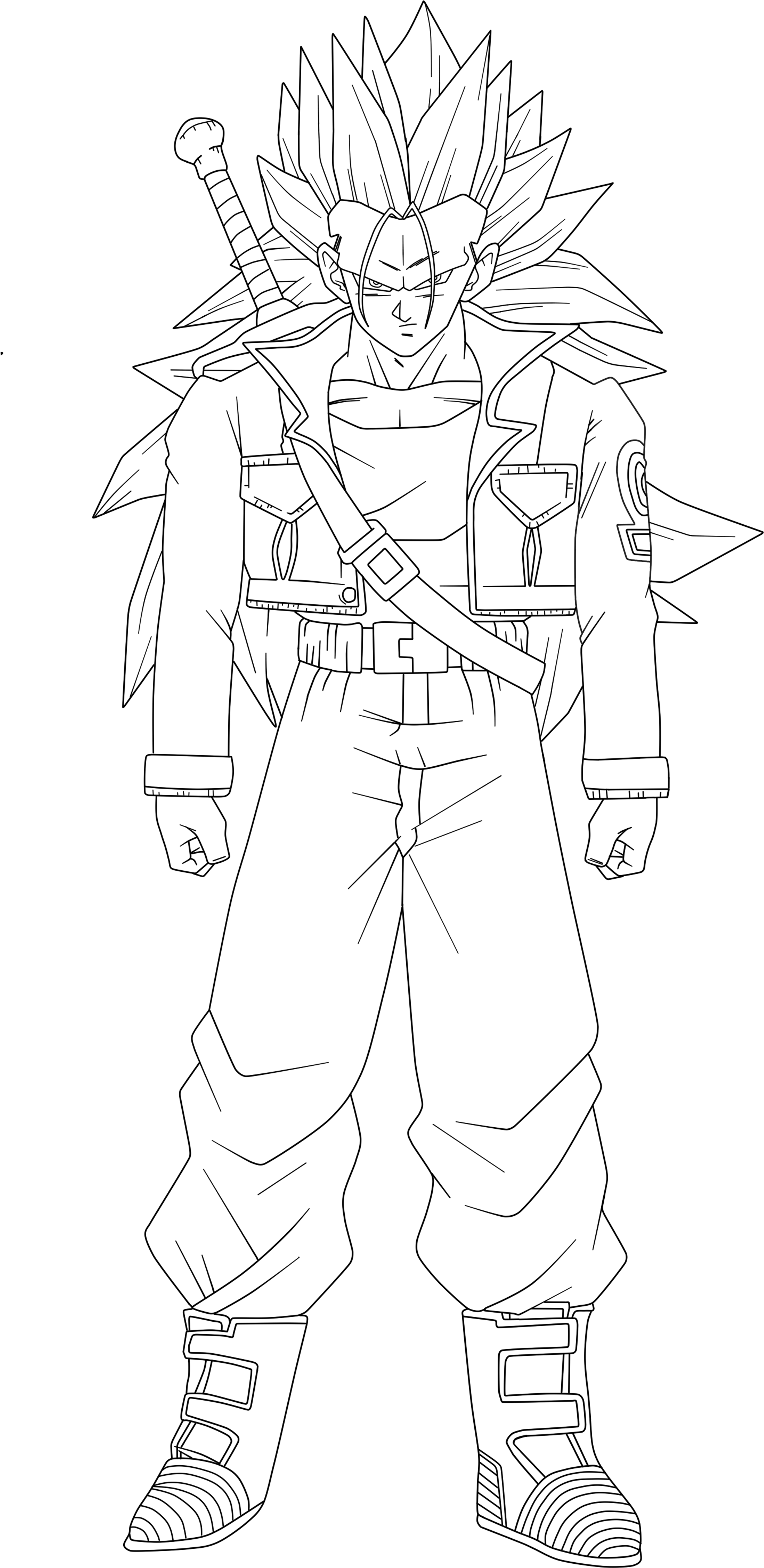 How To Draw Trunks Ssj (4174x6568), Png Download
