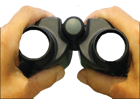 Binocular Png - Binoculars With Hands Png (447x317), Png Download