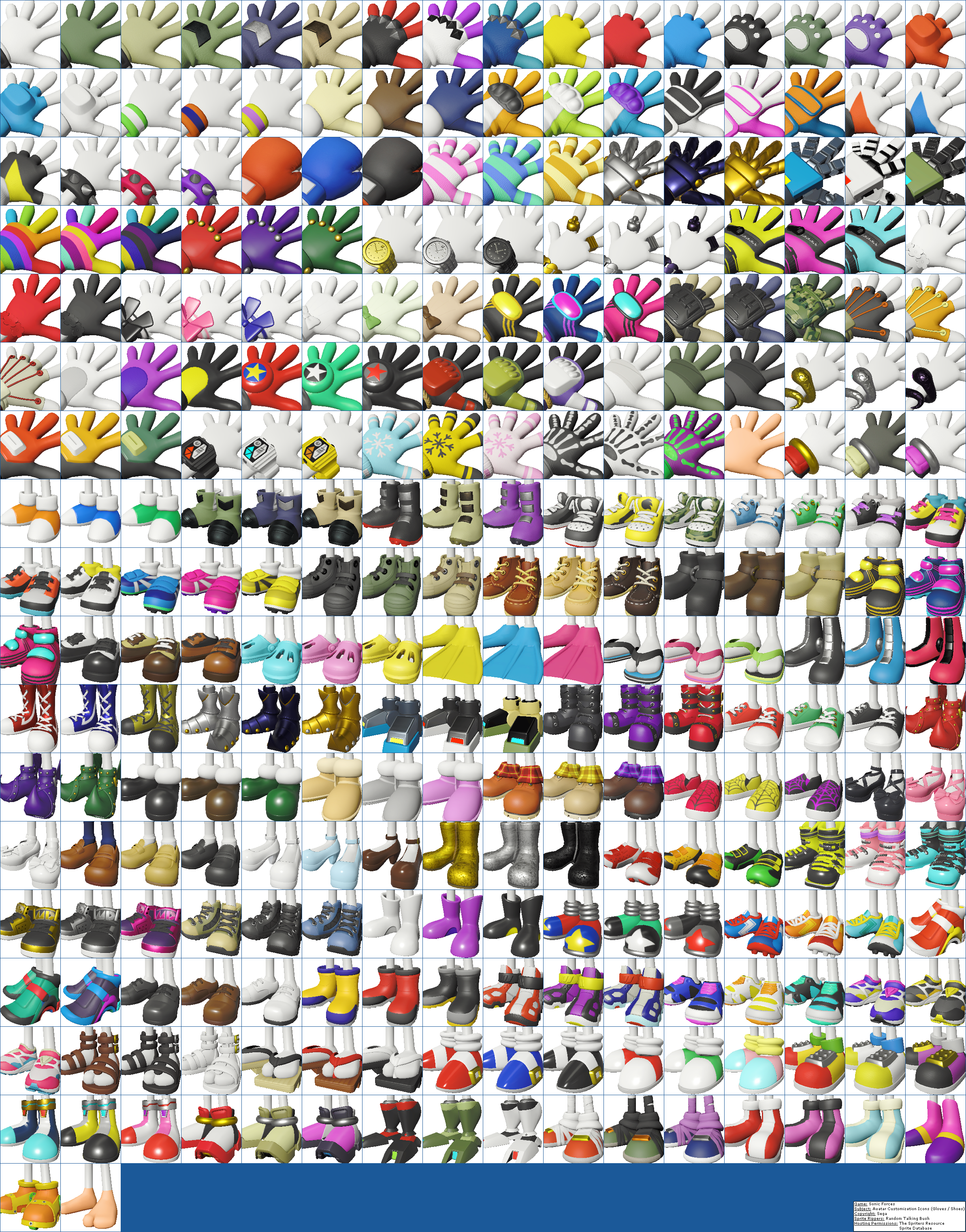 Click For Full Sized Image Avatar Customization Icons - Sonic Forces All Gloves (2385x3043), Png Download
