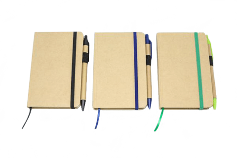 3 Pieces Of Recycled Notebook With A Ballpen Attached - Notebook (480x320), Png Download
