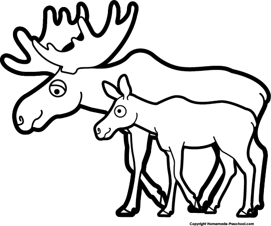 Free Moose Clipart - Black And White Moose Clip Art (540x450), Png Download