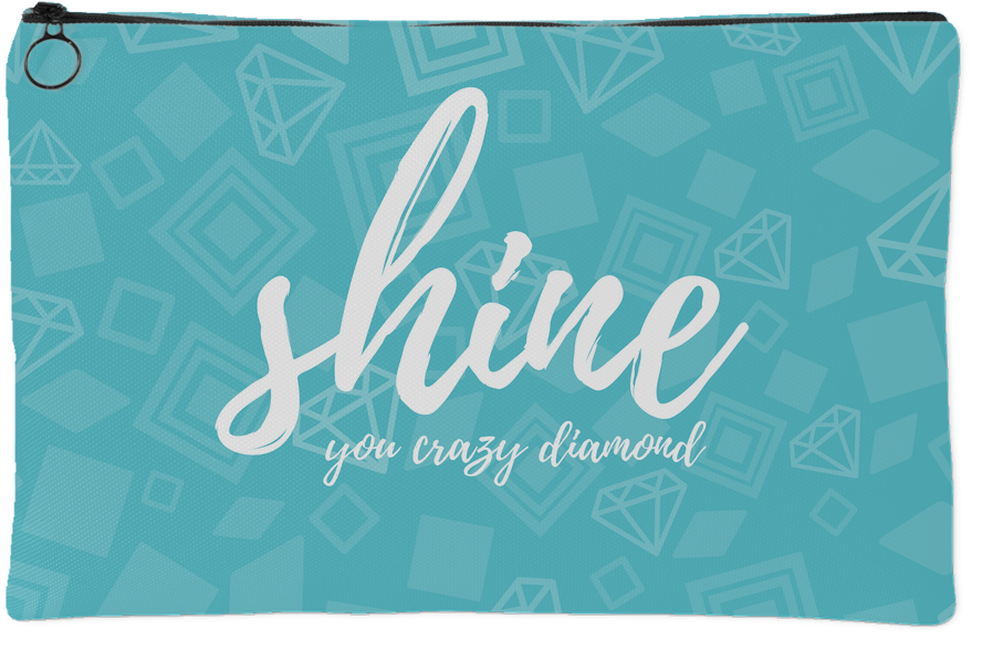 'shine, You Crazy Diamond' Love Yourself Quotes Pouch - Blue And Gold Poster (1024x1024), Png Download