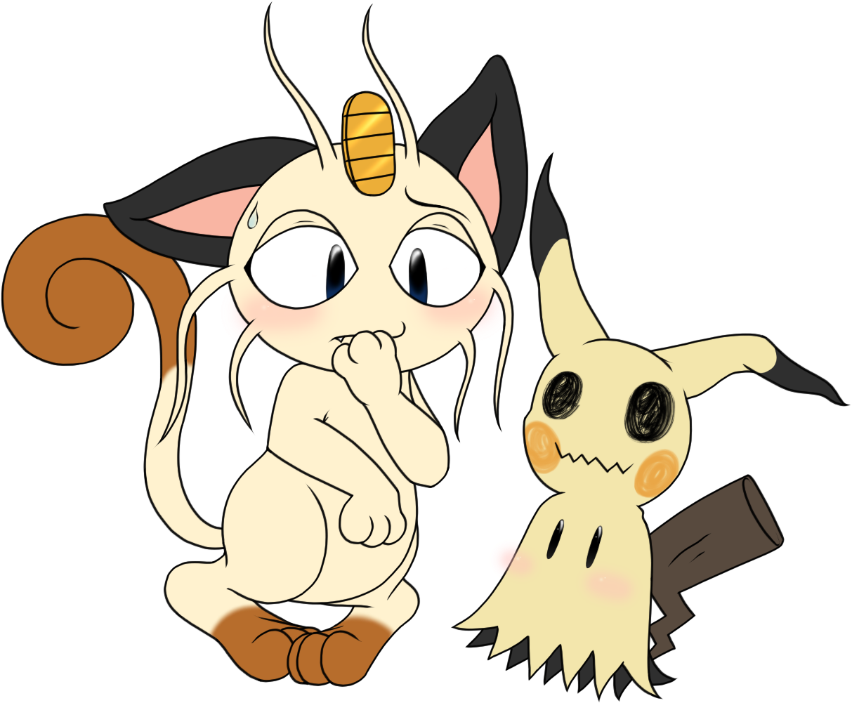 “i Ship Team Rocket's Meowth And Mimikyu - Meowth (1273x1064), Png Download
