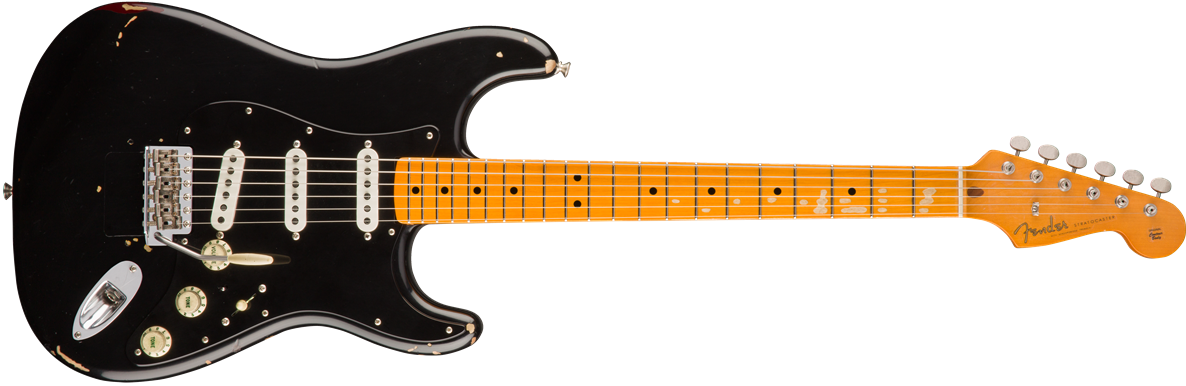 David Is Known For This Signature Black Fender Stratocaster - Squier Vintage Modified 70 (1186x386), Png Download