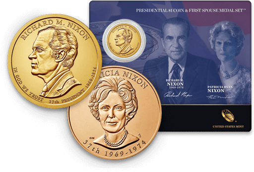 Nixon 2016 Presidential One Dollar Coin & First Spouse - 2016 Richard Nixon Presidential Dollar D Roll Uncirculated (776x397), Png Download