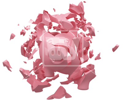 Crashed Piggy Bank - Illustration (550x366), Png Download