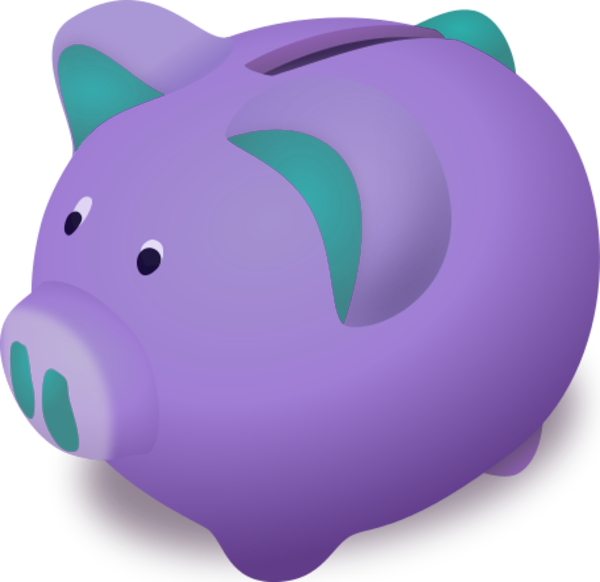 Piggy Bank Clip Art And Purple On Wikiclipart - Piggy Bank Money Clipart (600x582), Png Download