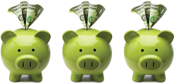 Nj Solar Energy Savings - Green Piggy Bank With Money (600x290), Png Download