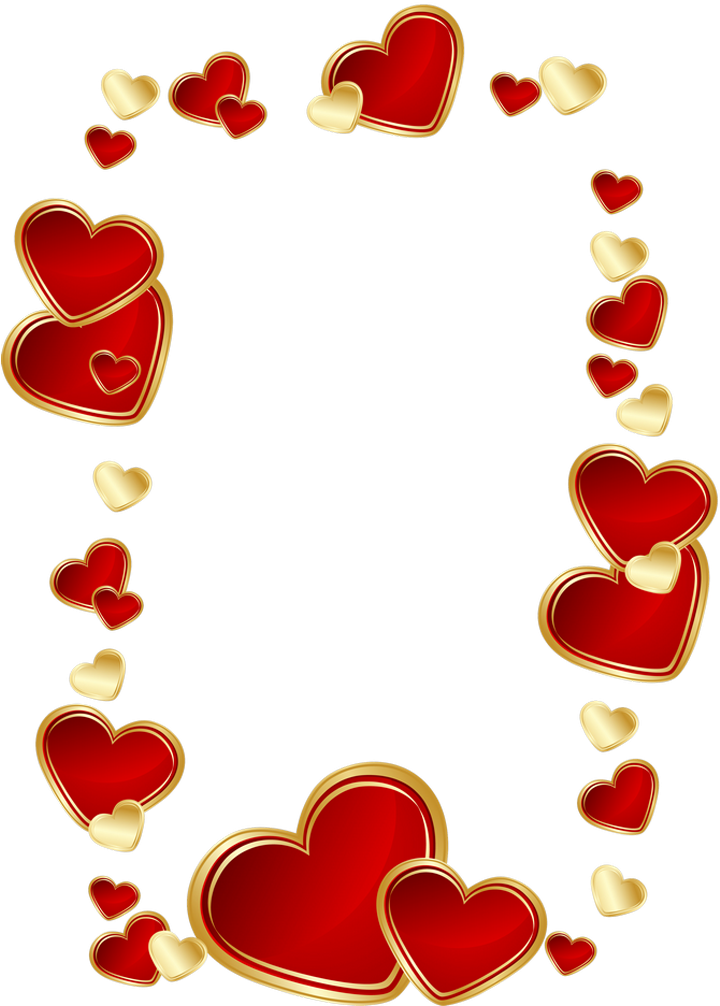 Gold And Red Hearts Png Picture Gingers - Marco De Corazones Rojos Png (743x1041), Png Download