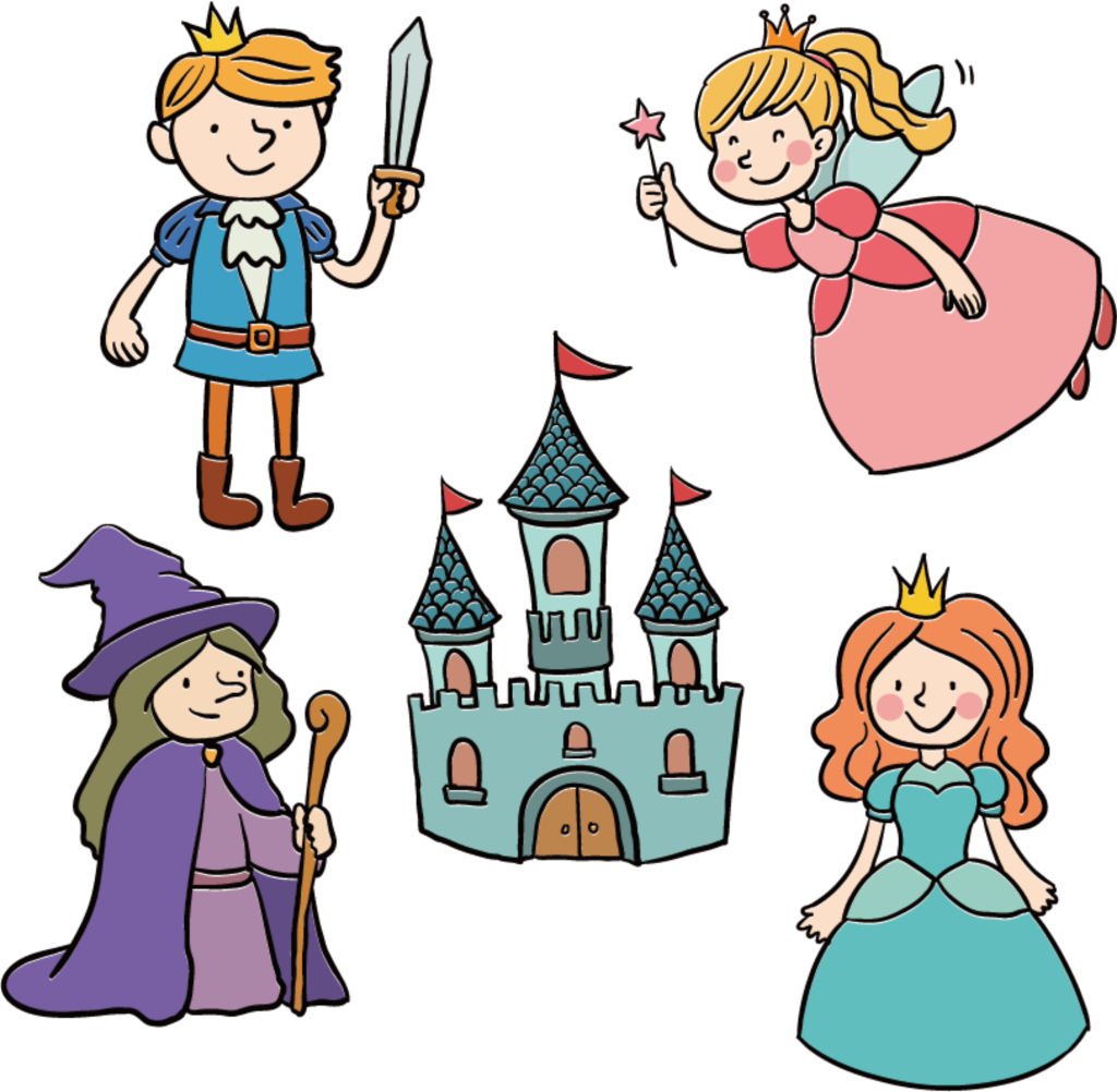 Cartoon Fairy Tale Character City Png - 王子 與 公主 卡通 (1024x1002), Png Download