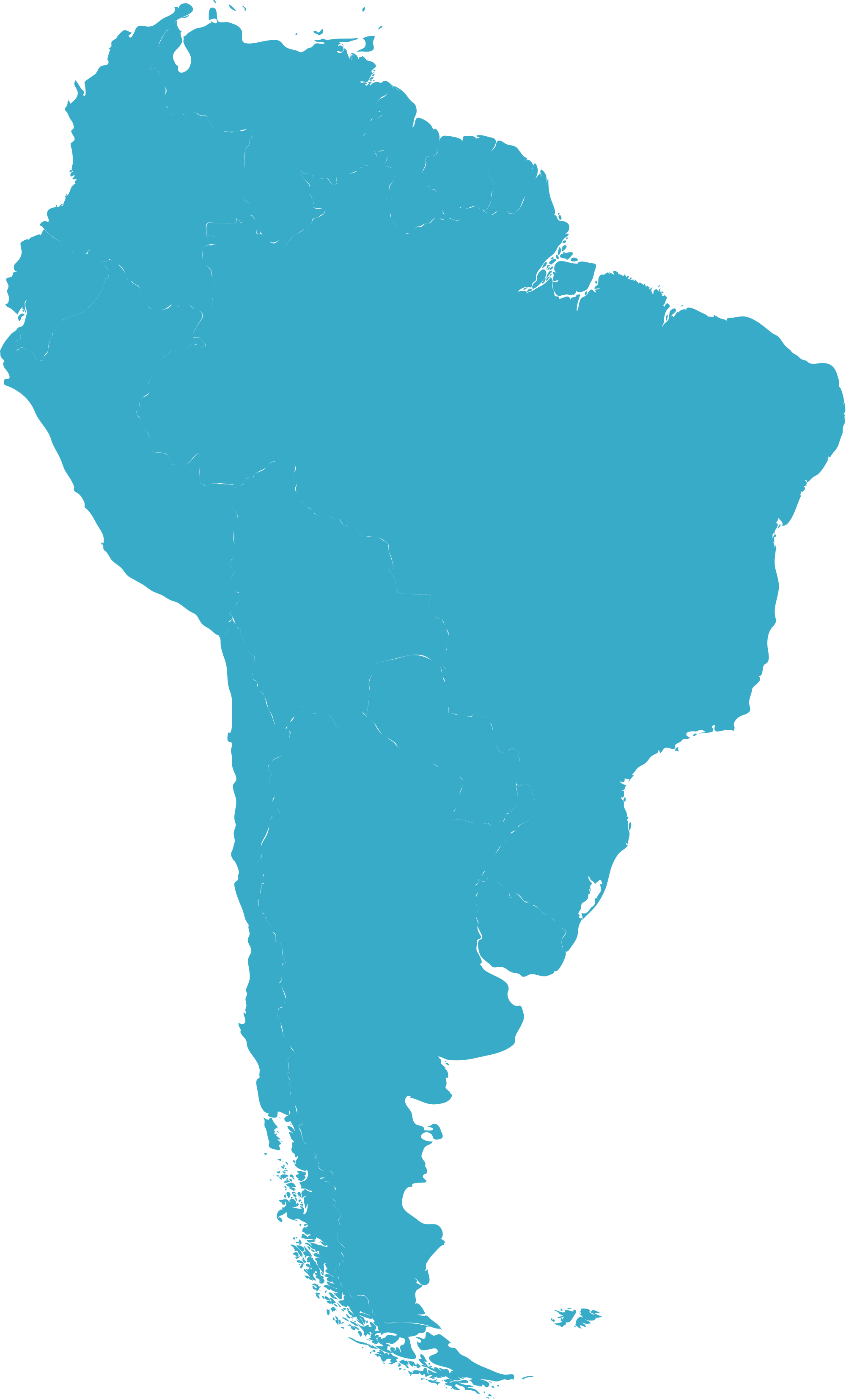 Open - South America Blue Map (2000x3309), Png Download