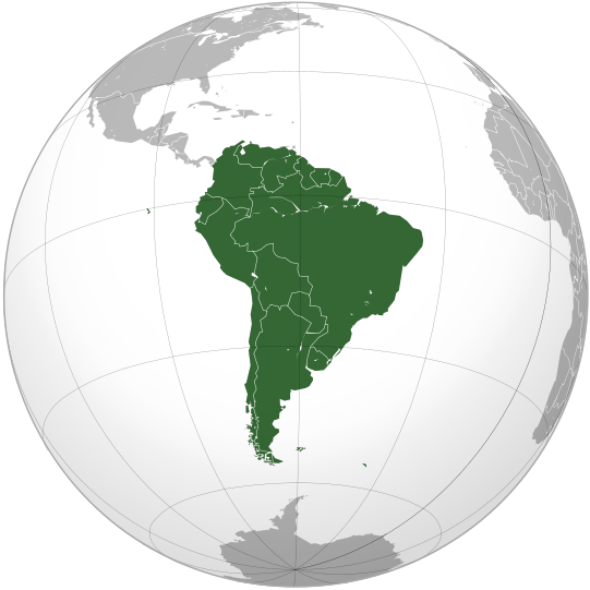 Map Of South America - South America Continent On Globe (541x541), Png Download