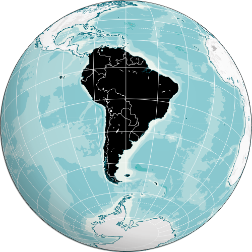 Orthographic Projection Of South America - South America Orthographic Projection (500x500), Png Download