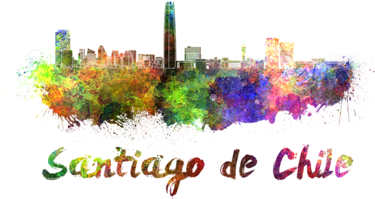 Chile Skyline In Watercolor By Pablo - Santiago De Chile Skyline In Watercolor (600x393), Png Download