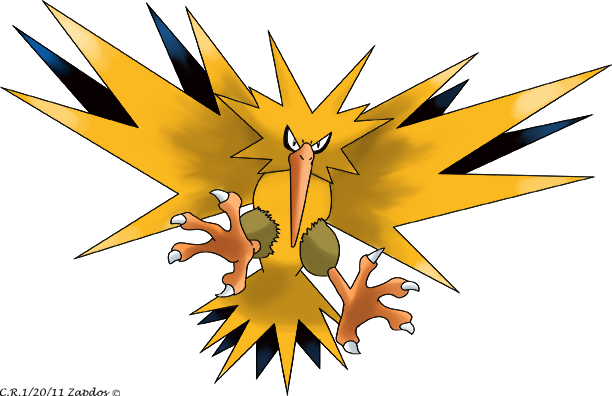 Zapdos Is One Of The Three Winged Mirages Along With - Shiny Zapdos (612x396), Png Download